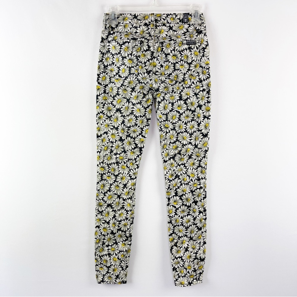 Seven 7 For All Mankind Skinny Jeans Black Daisy Floral Jeans Size 24 Stretchy - Picture 4 of 11